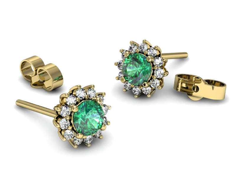Złote kolczyki ze szmaragdami i brylantami - k20052zsm — zdjęcie 2