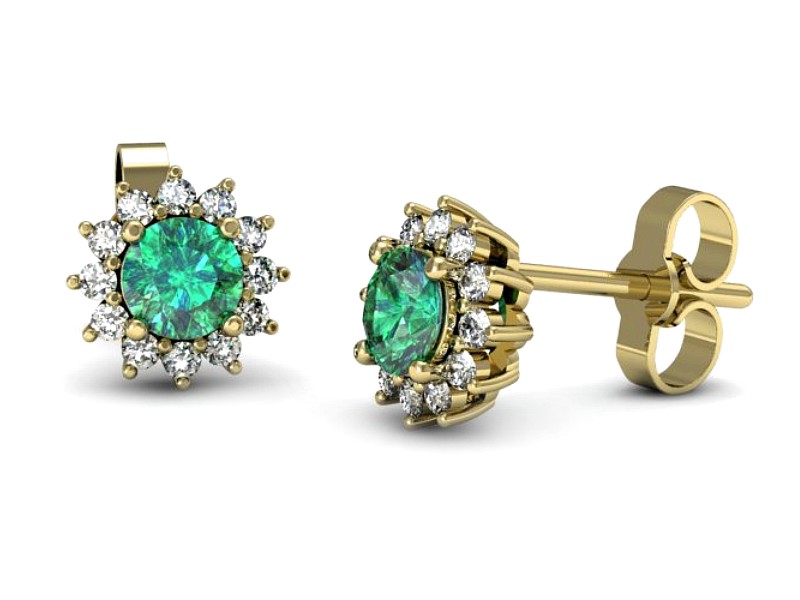 Złote kolczyki ze szmaragdami i brylantami - k20052zsm — zdjęcie 3