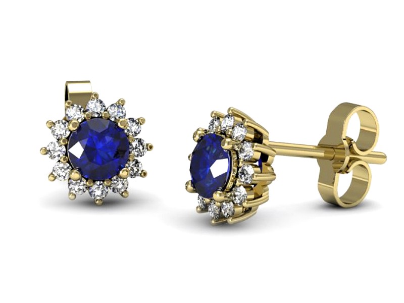 Kolczyki z szafirami żółte złoto i brylantami - k20052zszc — zdjęcie 3