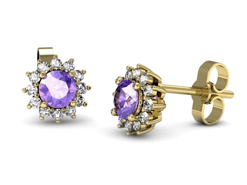 Kolczyki z tanzanitami i brylantami żółte złoto - k20052zt — zdjęcie 3