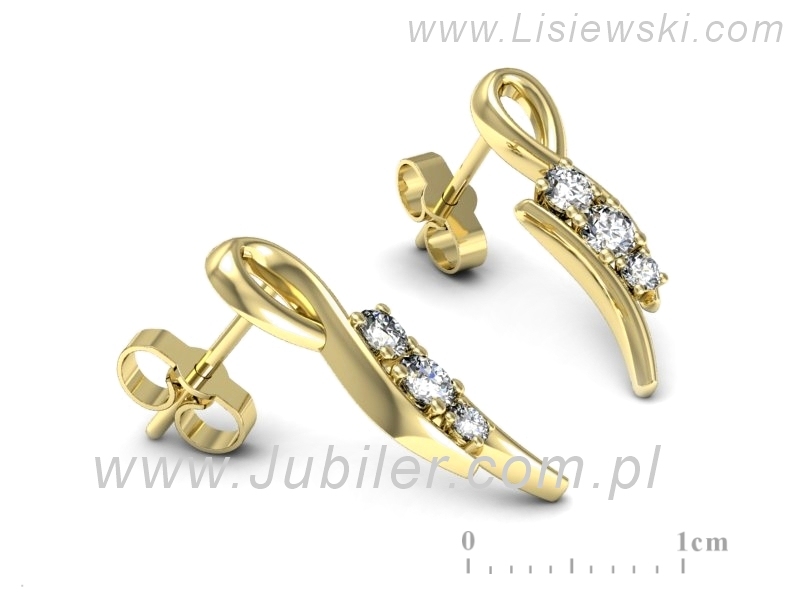 Złote kolczyki z brylantami żółte złoto - k3005z — zdjęcie 3