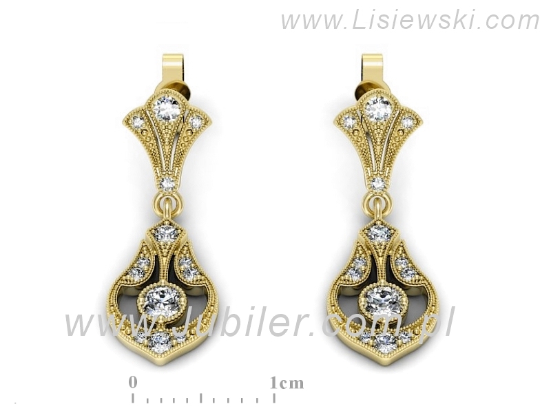 Złote kolczyki z brylantami żółte złoto - k3007z — zdjęcie 3