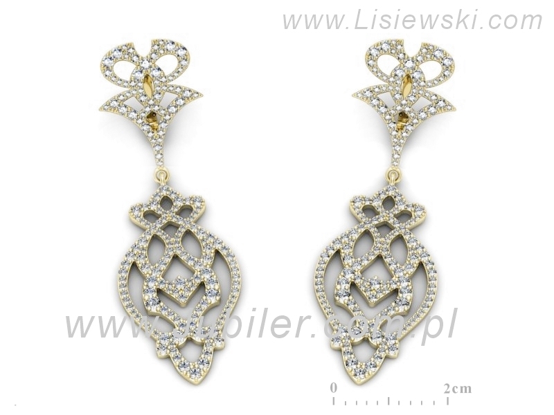 Złote kolczyki z brylantami żółte złoto - k3008z — zdjęcie 3