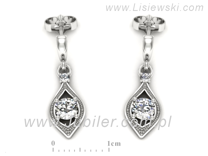 Złote kolczyki z brylantami białe złoto - k3009b — zdjęcie 3