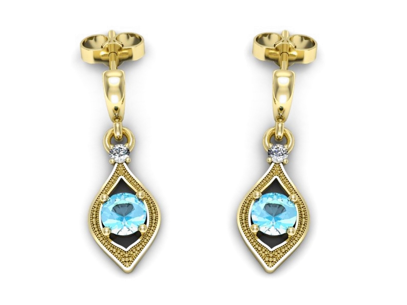 Kolczyki z topazami z brylantami żółte złoto - k3009ztp — zdjęcie 3