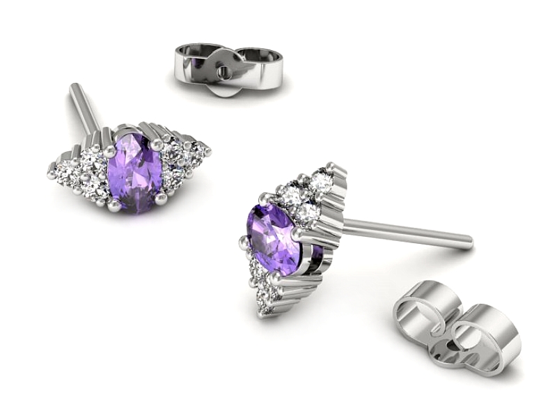 Złote kolczyki z tanzanitami i brylantami - kjg317bt — zdjęcie 3