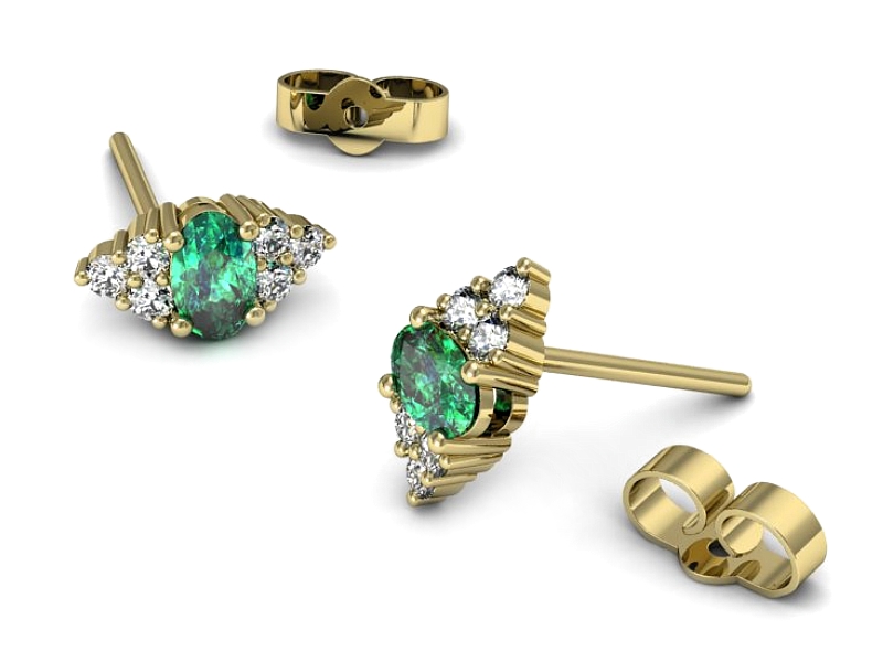 Złote kolczyki ze szmaragdami i brylantami - kjg317zsm — zdjęcie 3