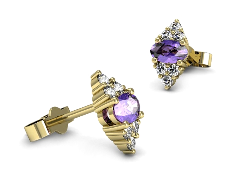 Kolczyki z tanzanitami żółte złoto z brylantami - kjg317zt — zdjęcie 2