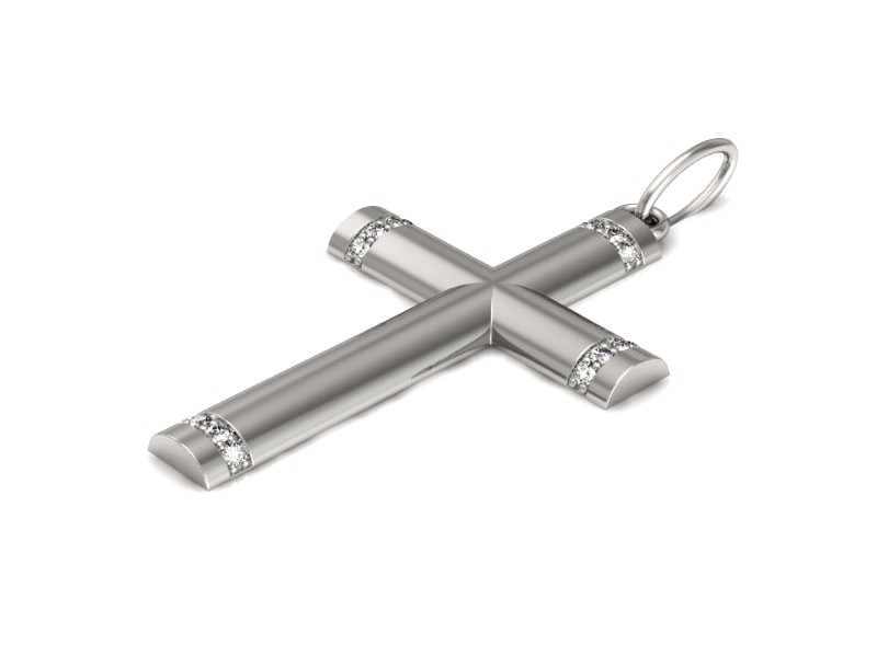 Złoty krzyżyk z brylantami zawieszka złoto - M15155b — zdjęcie 3