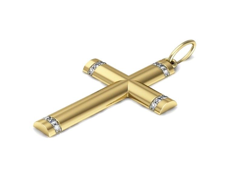 Krzyżyk z brylantami żółte złoto próba 585 - M15155z - 3