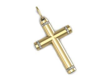 Krzyżyk z brylantami żółte złoto próba 585 - M15155z - 1