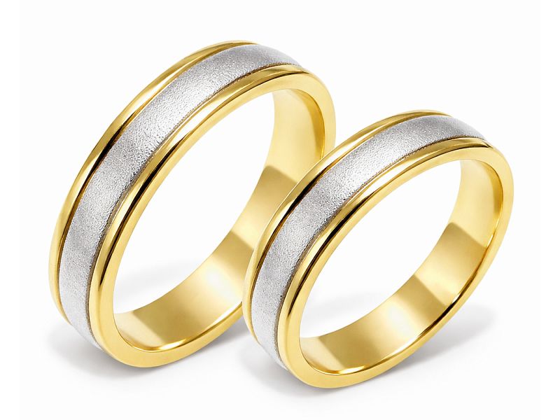 Obrączki ślubne biało-żółte złoto klasyczne - o102