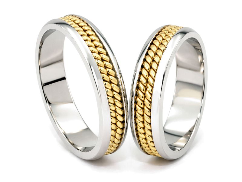 Obrączki ślubne biało-żółte złoto klasyczne - o109_