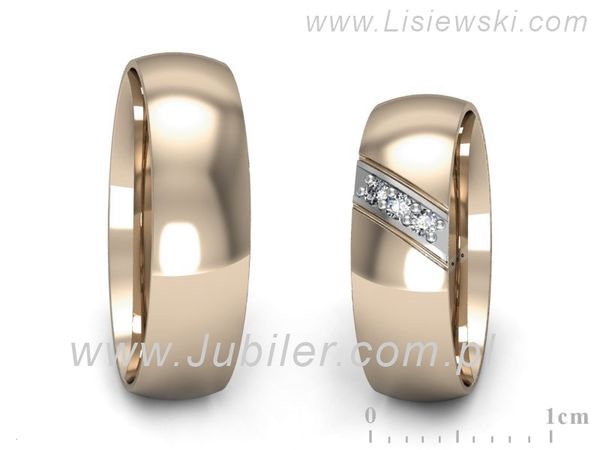 Obrączki ślubne obrączki z diamentami złote różowe i białe - o300cb- 1