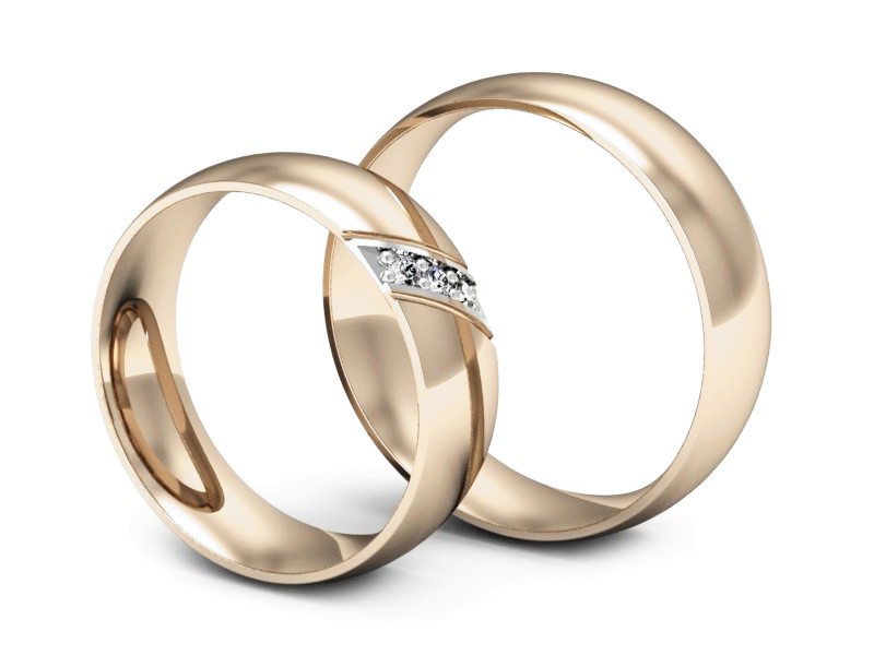 Obrączki ślubne z diamentami różowe i białe złoto - o300cb — zdjęcie 3