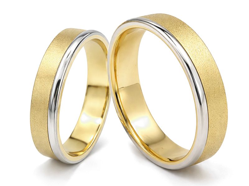 Obrączki ślubne biało żółte złoto klasyczne - o4_10_1_mat