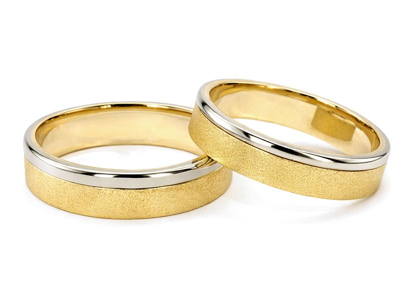 Obrączki ślubne biało żółte złoto klasyczne - o4_10_1_mat — zdjęcie 2