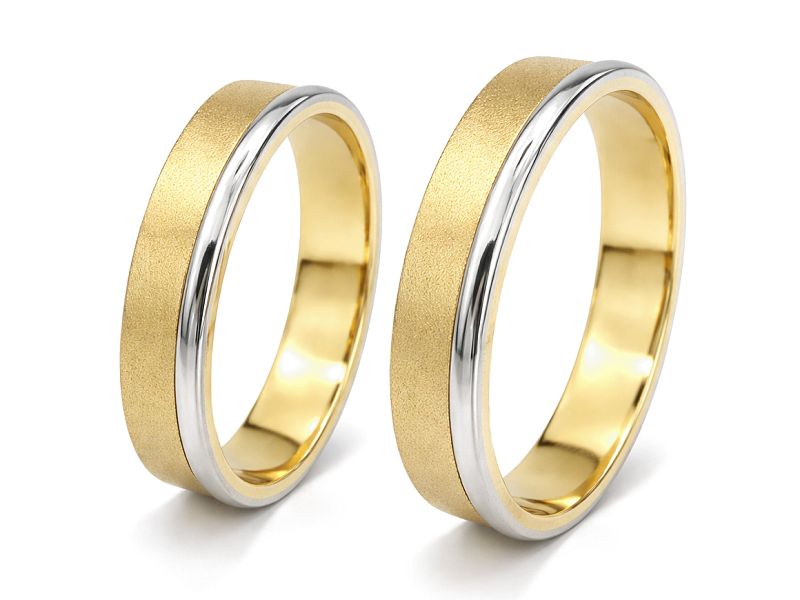 Obrączki ślubne biało żółte złoto klasyczne - o4_10_1_mat — zdjęcie 3