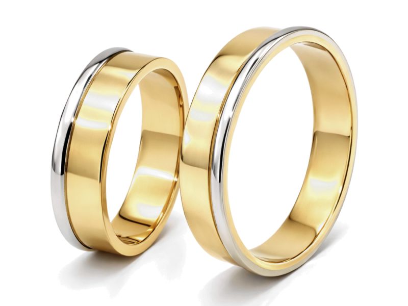 Obrączki ślubne klasyczne biało żółte złoto - o4_9_95_o — zdjęcie 3