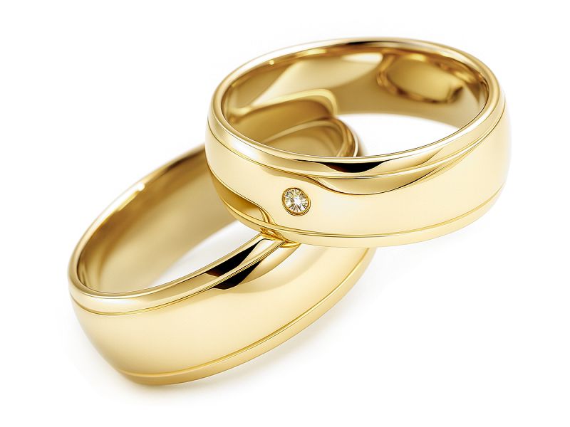 Obrączki ślubne z cyrkoniami żółte złoto - o605