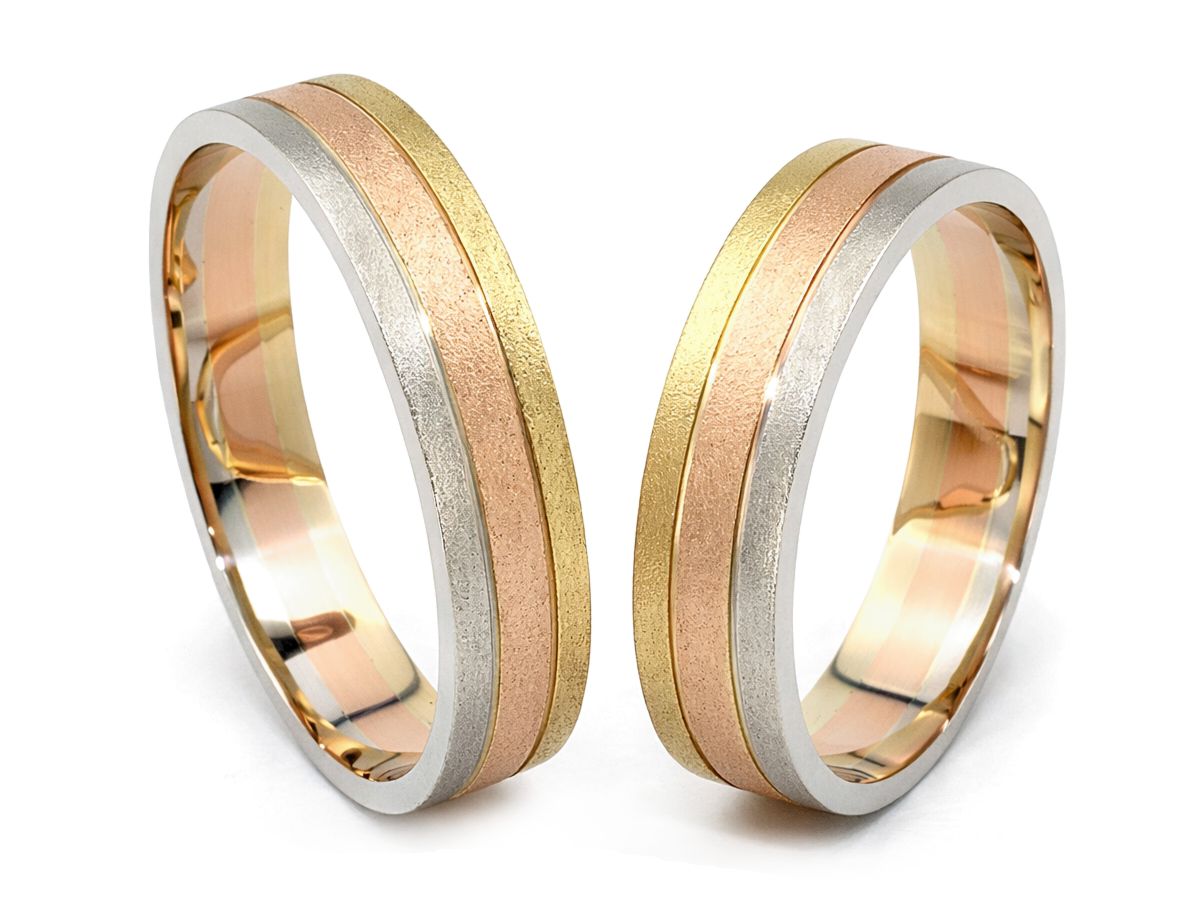 Obrączki ślubne trójkolorowe klasyczne złoto - o6_10g