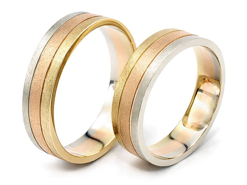 Obrączki ślubne trójkolorowe klasyczne złoto - o6_10g — zdjęcie 3