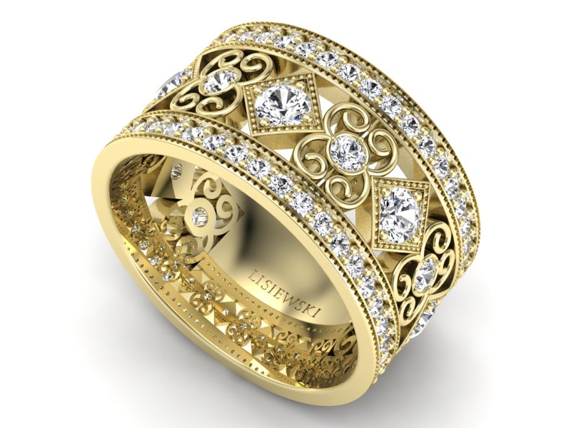 Obrączka z brylantami żółte złoto - OB_P15022z — zdjęcie 3