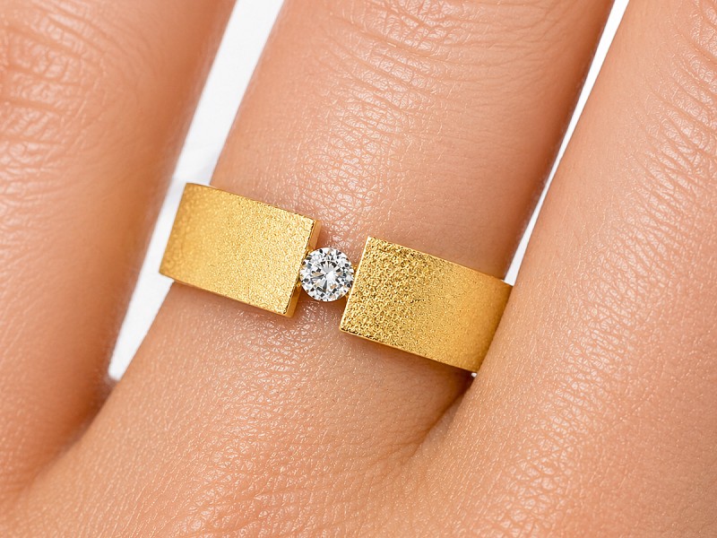 Obrączka z brylantem żółte złoto - obr0005d — zdjęcie 3