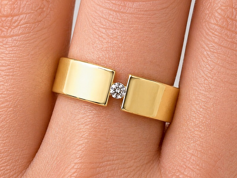 Obrączka złota z brylantem - obr0007 — zdjęcie 3