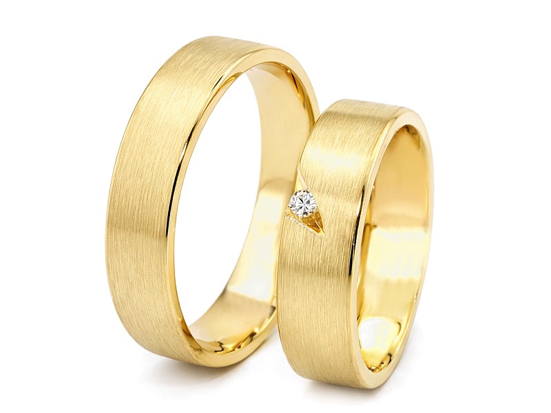 Obrączki ślubne z brylantem żółte złoto - obr2_ — zdjęcie 3