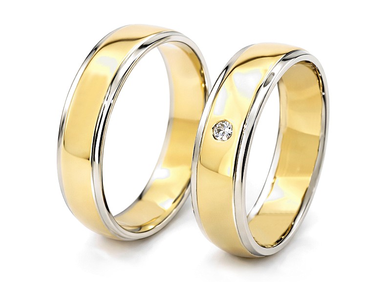 Obrączki z brylantem dwukolorowe - obr_5_5mm_12g_03ct_o — zdjęcie 3