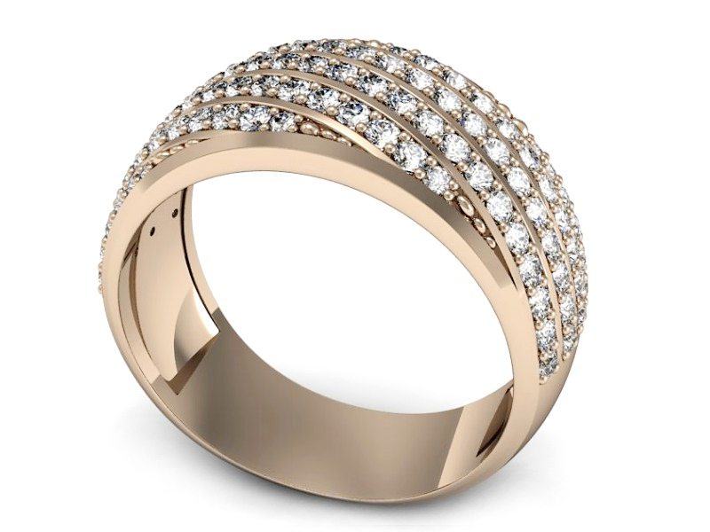 Złoty pierścionek z brylantami różowe złoto - P14220c — zdjęcie 3