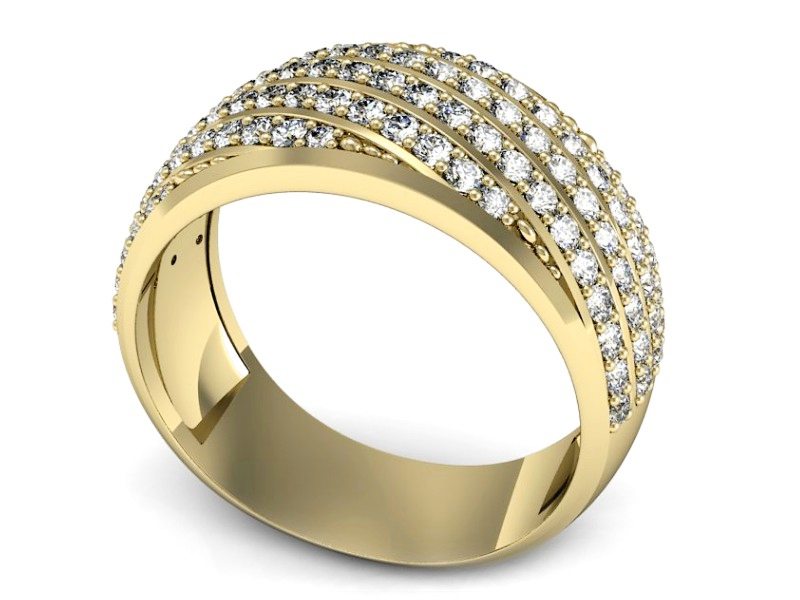 Złoty pierścionek z brylantami żółte złoto - P14220z — zdjęcie 3