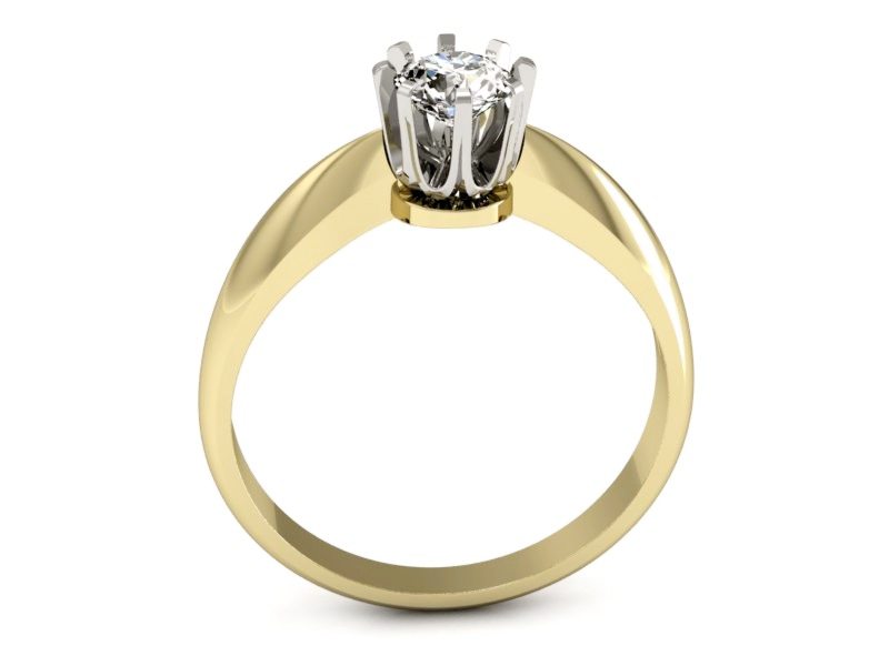 Pierścionek z brylantem białe i żółte złoto - P15001br_VS_G — zdjęcie 3