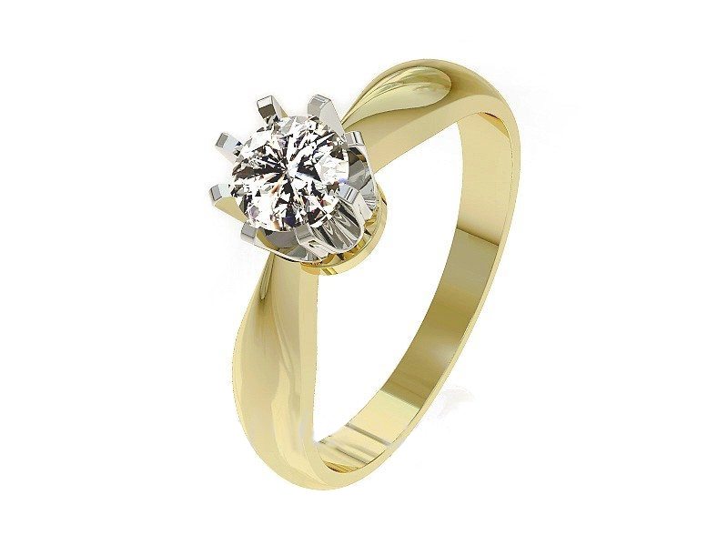 Pierścionek z diamentem żółte i białe złoto proba 585 - P15002bz - 1