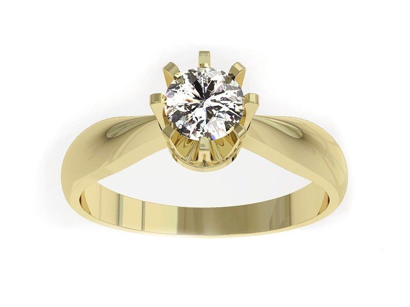 Złoty pierścionek z brylantem żółte złoto - P15002z — zdjęcie 3