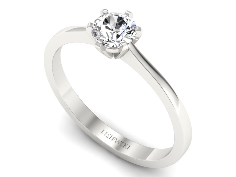 Złoty pierścionek z brylantem białe złoto - P15003b — zdjęcie 3