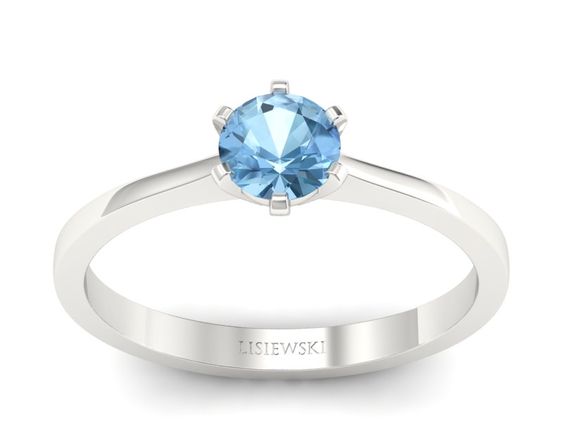 Złoty pierścionek z topazem białe złoto - p15003ba