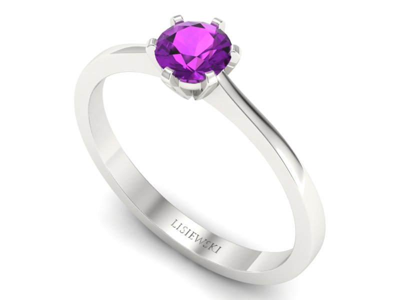 Złoty pierścionek z ametystem białe złoto - p15003bat — zdjęcie 3
