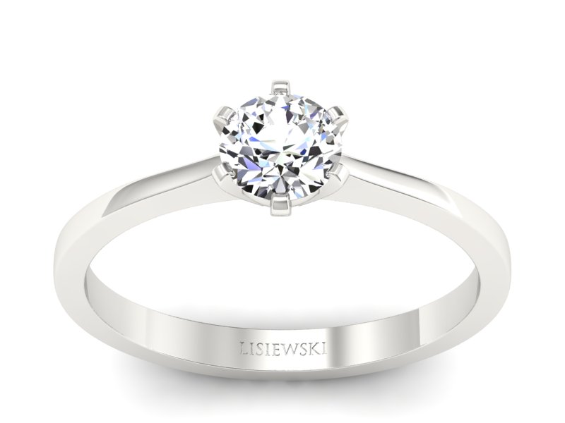 Złoty pierścionek z brylantem białe złoto - p15003bb