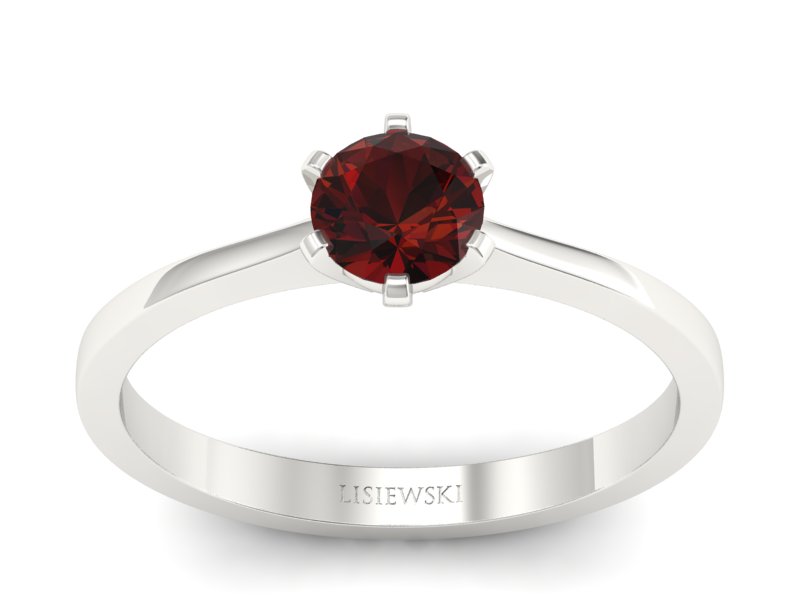 Złoty pierścionek z granatem białe złoto - p15003bgr