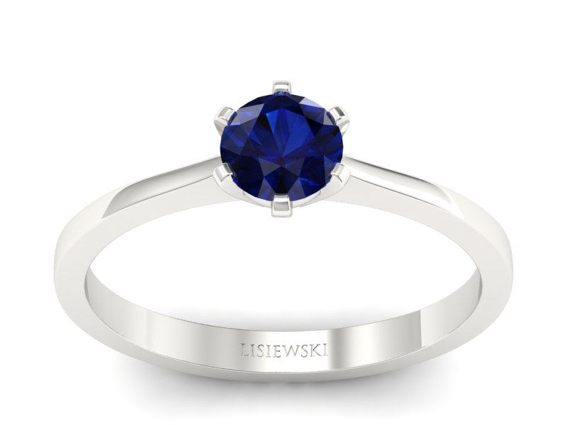 Złoty pierścionek z szafirem białe złoto - p15003bsz