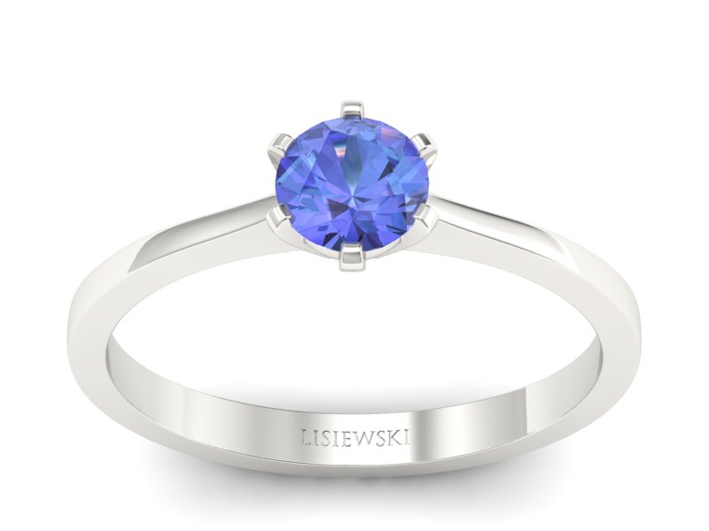 Złoty pierścionek z tanzanitem białe złoto - p15003bt