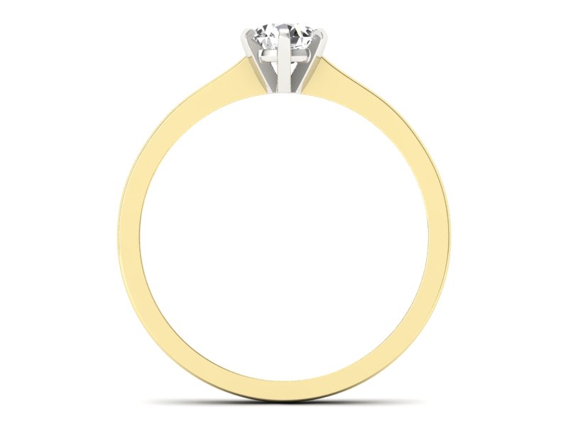 Pierścionek z brylantem z białego i żółtego złota - P15003bz — zdjęcie 2