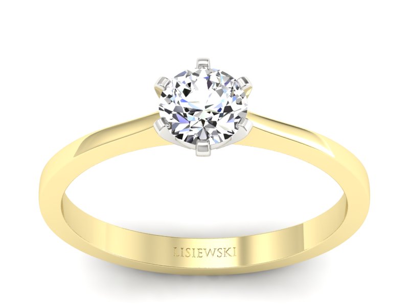 Pierścionek z brylantem z białego i żółtego złota - P15003bz