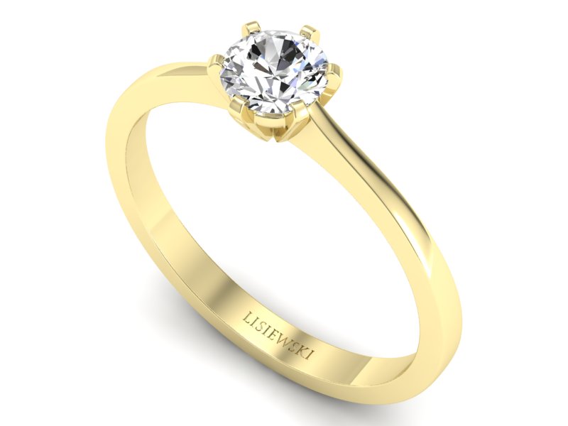 Złoty pierścionek z brylantem żółte złoto - P15003z — zdjęcie 3