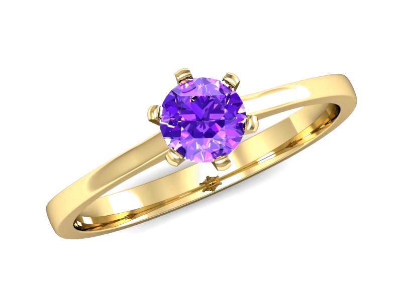 Złoty pierścionek z ametystem żółte złoto - p15003zat — zdjęcie 4