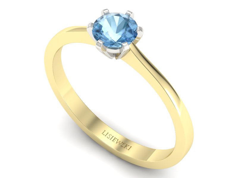 Złoty pierścionek z topazem dwukolorowe złoto - p15003zba — zdjęcie 3