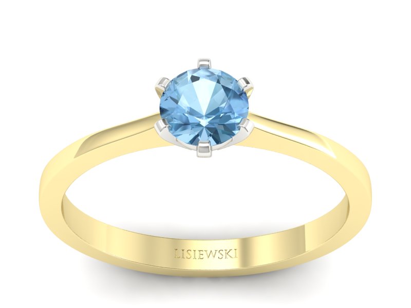 Złoty pierścionek z topazem dwukolorowe złoto - p15003zba