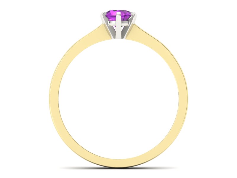 Złoty pierścionek z ametystem dwukolorowe złoto - p15003zbat — zdjęcie 2